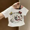 Camiseta de Manga Corta de Hello Kitty a la Moda para Niñas, Estilo Corto, Top Versátil para Niños, Algodón Puro, Versión Ligera de Verano