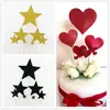 Enfeite de bolo de aniversário plug-in estrelas brilhantes cartão de amor estrelas de cinco pontas corações foscos estrelas cartão grande
