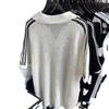 Polo de Punto Americano Retro con Aberturas de Manga Corta para Hombre Verano Nuevo Ins Diseño Holgado Transpirable Cuello en V Top