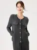 Chaqueta Corta para Mujer, Estilo Pequeño Fragante, Nuevo Estilo Otoño e Invierno, Chaqueta Corta Francesa, Cuello Redondo Versátil, Aspecto Adelgazante, Top de Manga Larga