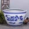 Tanque grande de patio de porcelana azul y blanca de Jingdezhen tanque de agua tanque de peces dorados cuenco de loto maceta de loto lirio de agua tanque de tortugas tanque de tortugas de hotel