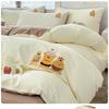 Conjunto de cama de algodão com desenho animado, quatro peças, 100 algodão, quatro estações, lençol universal, capa de edredom, conjunto de três peças, roupa de cama para dormitório