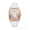 Reloj cuadrado de regalo para mujer con correa de diamantes, estilo influencer de TikTok, reloj de cuarzo cuadrado casual para mujer con incrustaciones de diamantes y números romanos, en stock