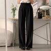 Pantalones Casuales Rectos de Pierna con Bolsillos Dobles, Caída, Cintura Alta Adelgazante, Versátiles, de Primavera y Otoño, Estilo Coreano Chic, Sencillos, de Nicho, para Viajar