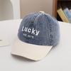 Comércio Exterior Chapéu Infantil Jeans Boné de Beisebol Letra LUCKY Boné de Rua Chapéu de Sol de Verão para Meninos e Meninas