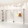 Loja de Roupas Rack de Exibição de Aço Inoxidável Rack de Exibição de Parede Roupas Infantis Novo Cabideiro Prateleira Adereços Armazenamento