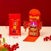 Casa Nova Vermelha de Celebração, Envelope Vermelho Dobrável Criativo Personalizado 3D Estilo Novo Desenho Animado Envelope Vermelho 3D, Envelope Vermelho do Deus da Riqueza Atacado