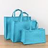 Bolsa de compras de arpillera personalizada de fábrica, bolsa de mano de almacenamiento de moda retro, bolsa de lino sin impresión, bolsa pintada a mano