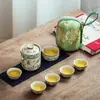 Juego de Té de Viaje Ruyao Die Lian, un Juego Completo con Empaque Bordado, Exquisito Juego de Té, Juego de Té Kung Fu Portátil para Regalo