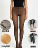 Leggings Gruesos Negros Transparentes con Forro de Felpa, Medias Negras Transparentes de Nueve Puntos, Medias Negras Enteras con Correas para el Pie, Falsamente Transparentes, Otoño e Invierno