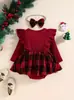 Ropa de Bebé Mameluco de Canalé con Lazo para Niños Estilo Primavera y Otoño Mameluco Triangular de Manga Larga para Niña Mameluco Rojo