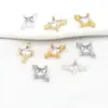 Colgante de Aro Doble de Oro Real de 18 Quilates con Zirconia de Color Duradero, Forma de Diamante, Joyería Hecha a Mano DIY, Pendientes, Collar, Colgante Pequeño D44C