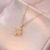 Collar para Mujer, Estilo Influencer Transfronterizo Flor de Girasol Circonita Giratorio Conjunto de Tres Piezas Decoración Collar de Acero de Titanio