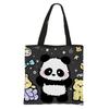 Bolsa de Tutoria para Aluno do Ensino Fundamental Panda Grande Capacidade Poliéster Estampada Bolsa Tote Portátil Bolsa de Aula Bolsa de Ombro Simples e Versátil