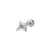 Pendientes de Tuerca con Cuentas de Estrella de Cuatro Puntas Diamante Verde Diseño Exquisito y Sencillo Pendientes de Circonita con Estrella Pendientes de Cuentas Redondas en Espiral