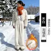 Calça de Veludo Cotelê Moda Marrom Feminina Outono Inverno 2026 Nova Com Pelúcia Cintura Alta Tricô Casual Perna Larga