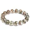 Pulsera de Bolas Redondas Fantasma Rojo y Verde Natural de Cristal Hongchu, Pulsera Fantasma Verde Tazón del Tesoro, Venta al por Mayor de Cuentas Sueltas