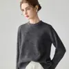 Suéter de cachemira pura para mujer, grueso, cuello redondo, con hilo floral, capa interior cálida, corte holgado, adelgazante, elegante y adecuado como capa base o top de punto