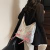 Bolsa estilo europeu simples com laço de grande capacidade, bolsa tote moderna e versátil, bolsa transversal de ombro com textura de alta qualidade