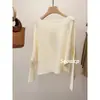 Camisa de Murciélago Estilo Coreano 2025 Principios de Otoño Nuevo Estilo Punto Irregular Plisado para Mujer Aspecto Holgado Adelgazante Top de Manga Larga