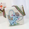 Bolso Bordado Estilo Étnico para Mujer, Bolso Pequeño Cruzado, Bolso de Hombro para Teléfono de Lona Estilo Étnico Bordado de Elefante para Mujer, Bolso Cuadrado Pequeño