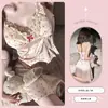Camisola Suspensa com Estampa Doce de Amor, com Bojos e Renda, Pijama Sexy Puro Desejo, Estilo Francês de Verão de Alta Qualidade