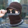 Chapéu de malha de lã masculino quente de inverno para ciclismo ao ar livre, biqueira à prova de vento, boné snoop de lã de uma peça