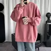 Sudadera de color liso con cuello redondo para hombre 2025, moderna, holgada, sin capucha, top tipo jersey, primavera y otoño, fina, marca de moda, talla grande, Chaqueta