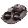 Mango de tetera de punta de dedo pieza de arena púrpura tetera pequeña olla de punta de dedo juego de té de kung fu té exquisito para los dedos mesa de té mini