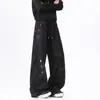 Pantalones casuales de moda tie-dye desgastados bordados primavera y otoño sueltos con caída pierna ancha unisex hasta el suelo