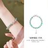 Pulsera de Cuentas de Plata Esterlina S925 Gatito Cristal de Fresa Verde Natural Piedra Lunar Gris Nueva Pulsera Chinoiserie de Alta Gama para Mujer