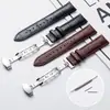 Pulseira de Couro para Relógio Fivela Borboleta Pressão Única Pulseira de Couro de Vaca Acessórios para Relógio Masculino e Feminino