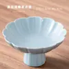 Plato de Cerámica Estilo Chino con Pie Alto para Bocadillos, Frutas, Hogar, Dim Sum y Pasteles, Plato de Frutas para Hotel, Plato Pequeño para Frutas Secas