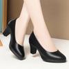 Zapatos de Trabajo Negros Entrevista Atuendo de Trabajo Zapatos Profesionales Zapatos de Cuero con Suela Blanda Tacones Altos Tacones Gruesos Auxiliar de Vuelo Versátiles Zapatos Individuales Zapatos de Mujer Estilo Primavera