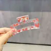 Pinza Cuadrada para el Cabello con Estampado Dulce en Forma de Corazón para Cabello Grueso, Pasador para la Parte Trasera de la Cabeza, Pinza de Tiburón para Moño, Accesorio de Cabello de Alta Gama