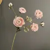 Peonías estilo inglés, lirios de múltiples cabezas, flores artificiales para bodas, decoraciones florales con núcleo aterciopelado, materiales de tela de seda, materiales florales al por mayor