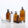 Botella de aceite esencial transparente de 10 ml, botella de cosméticos líquidos esenciales de 30 ml, botella de vidrio marrón de 5 ml a 100 ml.