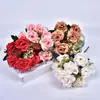 Flores de simulación rosas 9 rosas de ensueño flores de simulación para bodas decoración del hogar flores artificiales arreglo floral