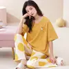 Pijama de Dos Piezas Estilo Coreano Lindo de Mickey para Mujer, Verano, Manga Corta, Pantalones Sueltos, Dibujos Animados, Cuello Redondo, Traje de Estudiante, Ropa para el Hogar