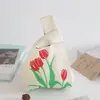 Diseño de Nicho Estilo Coreano Linda Niña de las Flores Estudiante Bolso de Hombro Tejido Bolso de Axila Gran Capacidad Bolso de Dama