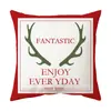 Funda de Cojín Temática Navideña Fondo Rojo Lino Felpa Corta Estampada Funda de Cojín Regalo Navideño Al Por Mayor