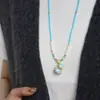 Nuevo Collar de Calabaza de Trébol de Cuatro Hojas Esmaltado Azul de Moda y Exquisito Estilo Chino, Joyería de Lujo Ligero de Nicho de Gama Alta para Mujeres