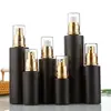 Frasco de Loção de Vidro Preto Frasco Spray Essência Frasco de Vidro para Evitar Engarrafamento Cosmético Conjunto Portátil de Viagem