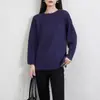 Camiseta Plissada Gola Redonda Estilo Japonês para Mulheres, Casual Versátil Outono Novo Tamanho Grande Solta Emagrecimento Cobertura da Barriga Manga Longa
