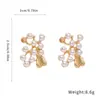 Set de Aretes Sencillos Huecos con Flor de Perla de Aguja Plateada y Cadena para Clavícula Joyería Transfronteriza Venta al por Mayor