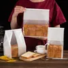 Saco para pão de forma de grau alimentício com selagem de borda enrolada, selagem de arame de oito lados, autoportante, transparente, com janela, saco de embalagem para panificação