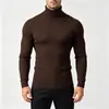 Outono Inverno Novo Suéter Masculino Gola Alta Slim Fit Malha Trançada Pulôver Moda Jovem Casual Camada Base