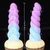 Flor de cânhamo colorida em forma de gelatina luminosa pênis artificial macio plug anal para o fundo da corte brinquedos sexuais para adultos