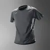 Camiseta Esportiva de Seda de Gelo Masculina Verão Estilo Fino Corrida Secagem Rápida Manga Curta Solta Respirável Top Treinamento Roupas de Fitness