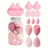 Kit de Esponjas de Maquiagem Flutuantes com 14 Peças para Uso Transfronteiriço, Dupla Utilização para Seco e Molhado, Não Absorve Pó, Esponjas de Maquiagem em Lata para Atacado